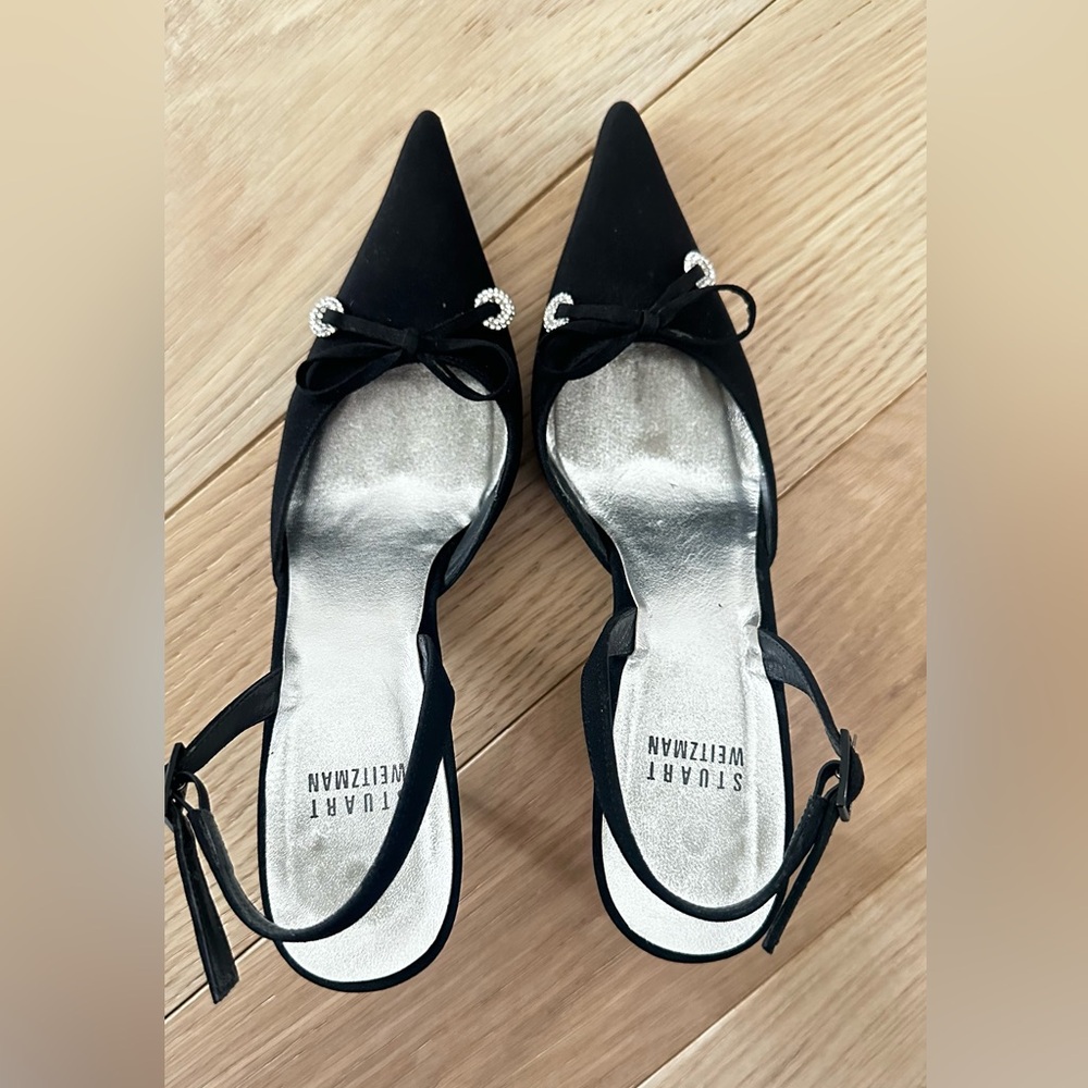 Stuart Weitzman fabric fancy sling back heels 5.5 - Picture 11 of 16